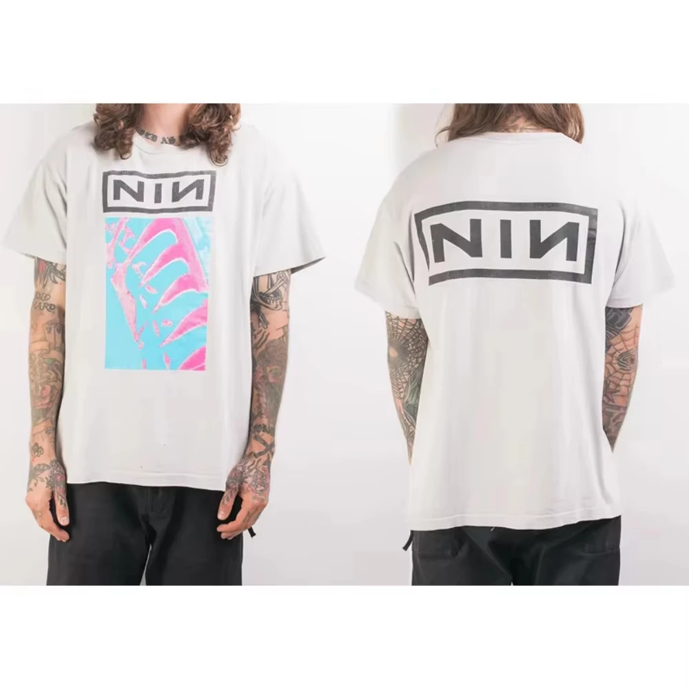 NINE INCH NAILS Band NINE INCH NAILS Team Famous Industrial Rock Loose Male Cotton Summer Men's and Women's Short Sleeve T-shirt