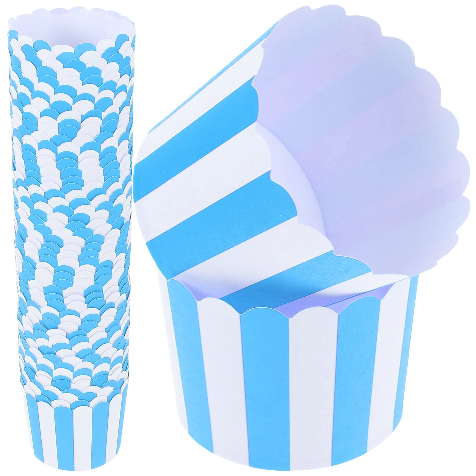 

100pcs Large Muffin Cups Cake Paper Cases for Baking Red White Striped Decorative Strawberry Liners Heat Resistant Greaseproof