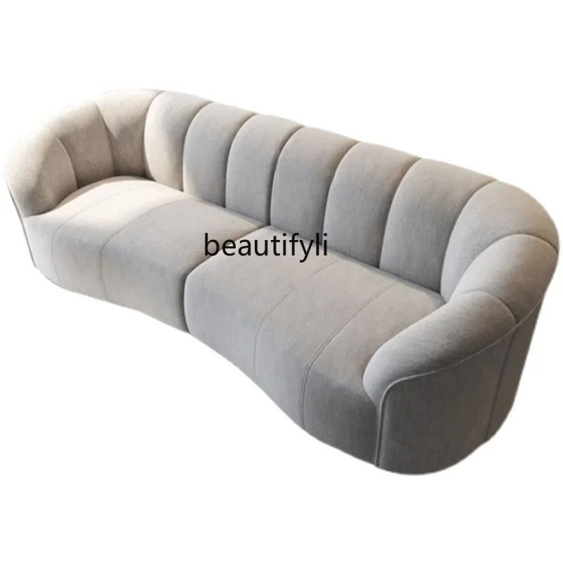 

Nordic Modern Designer Creative Clothing Store Reception Club Living Room Curved Fabric Sofa