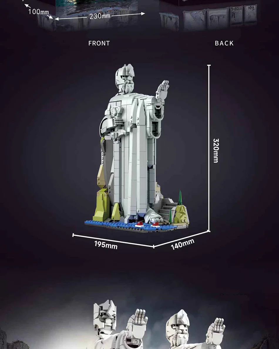 Creative MOC The Argonath Kit Pillar Of The kings Building Blocks Bricks Set MOC King Sculpture Model Toys For Boy Adult Gifts