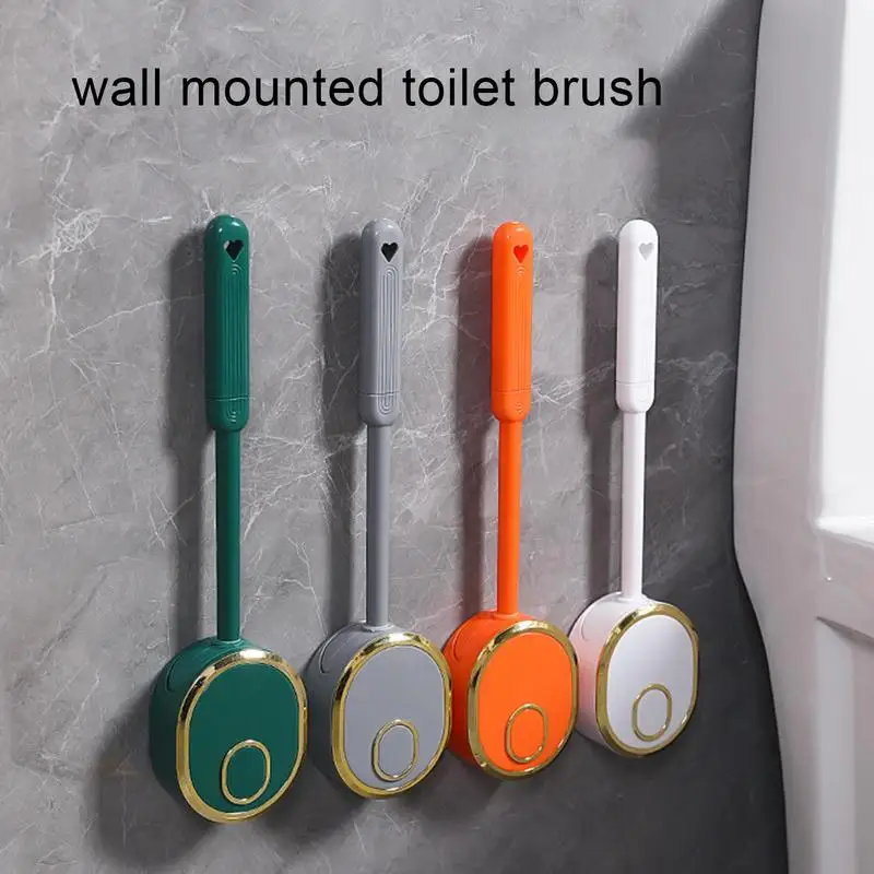 Fashionable ins style Wall Hanging Toilet Brush With Holder Long Handled Silicone Toilet Brush Soft Bristles WC Cleaning tools