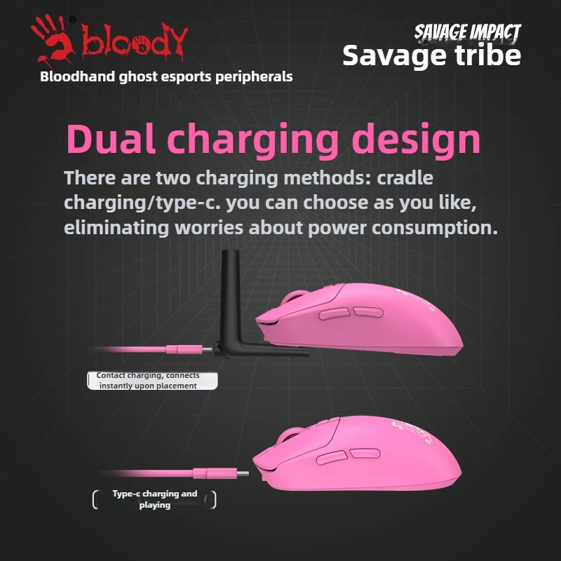 A4TECH R72PRO DUO Rebel Riot Wireless Mouse 2.4G Dual-model Long Life PAW3395 Ergonomic Lightweight Customized Gaming Mouse