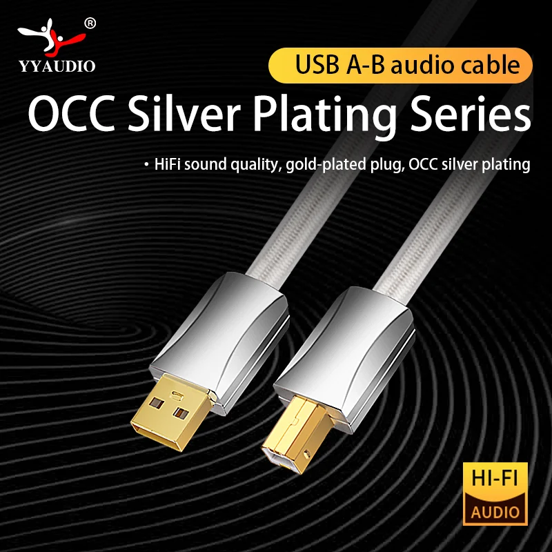 YYAUDIO Hifi USB Cable High Quality Type A to Type B Hifi Data Cable 6N OCC Type A-B DAC Data USB Cable