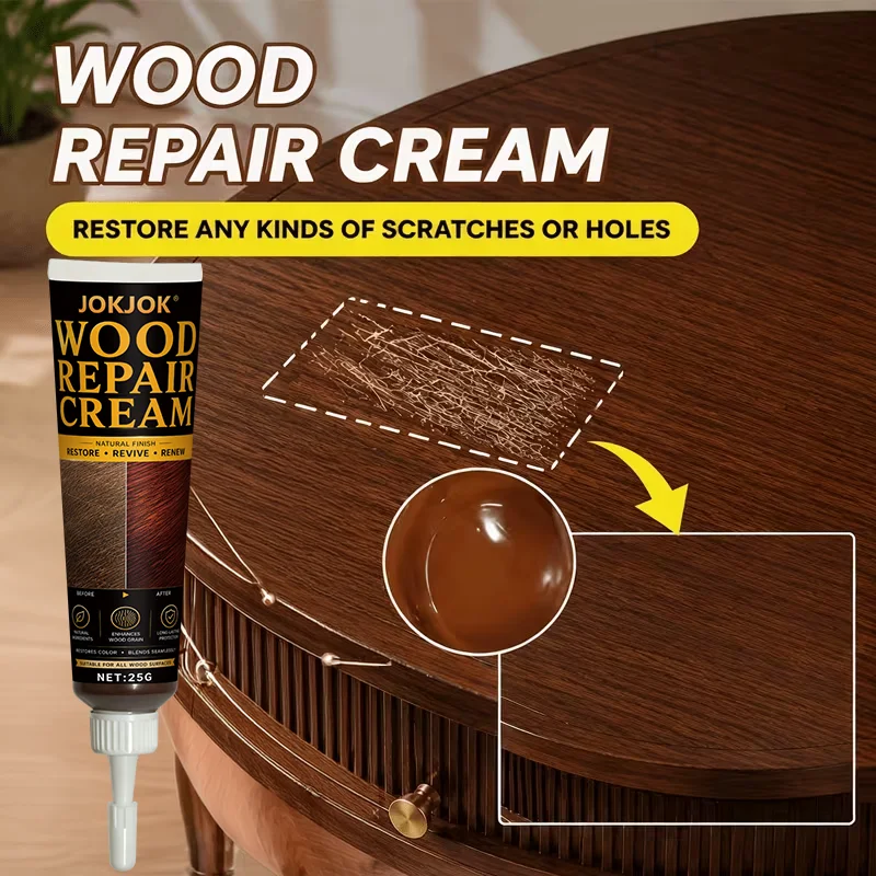Wood Furniture Repair Paste, Color Restoring Wood Filler, Repairs Chips And Scratches for Wooden Stools Cabinets Tables