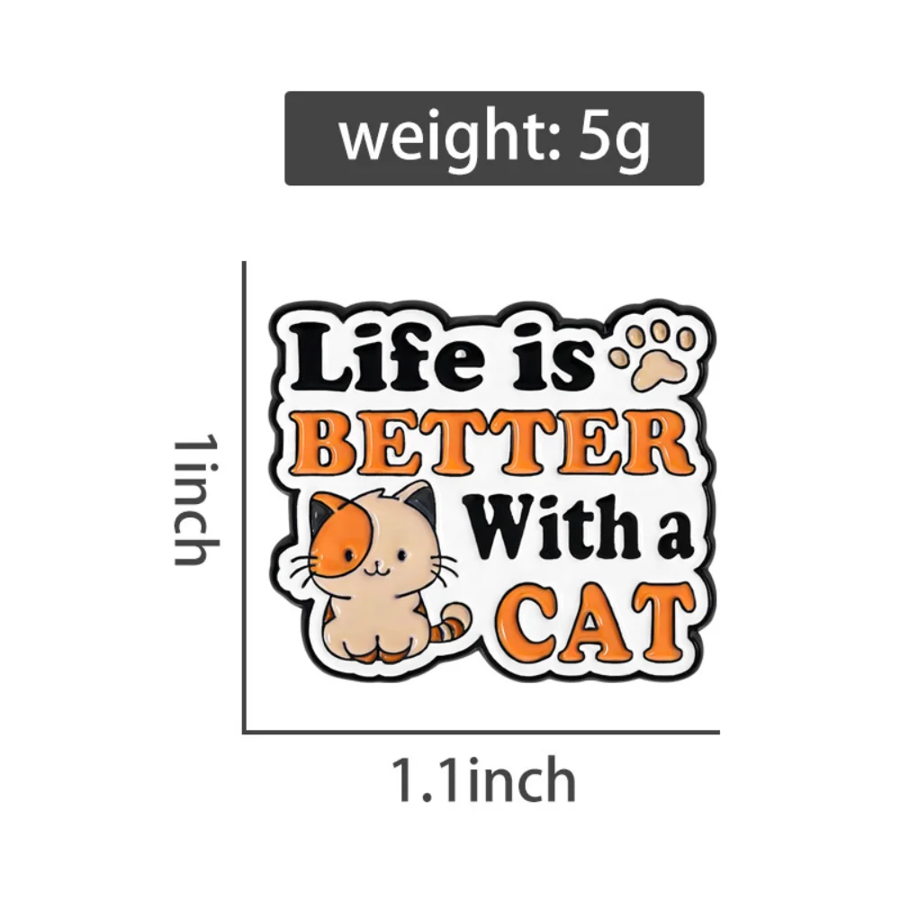 Cute Cat Slogan Cat Lover Pin Healing Style Outfit Decoration Brooch Personalized Backpack Clothing Badge Decoration Accessories