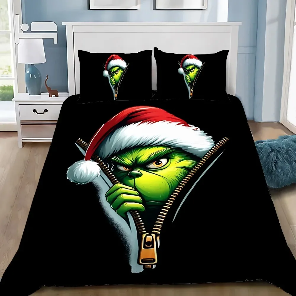 Green Monster G-Grinch Bedding Sets Exquisite Bed Supplies Set G-Grinch Duvet Cover Bed Comforter Set Bedding Set Birthday Gift