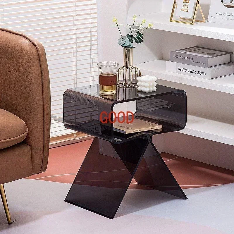 coffee table Acrylic Clear Side Cabinet Modern Bedside Table Living Room Sofa Side Table Storage Cabinet Home Decor