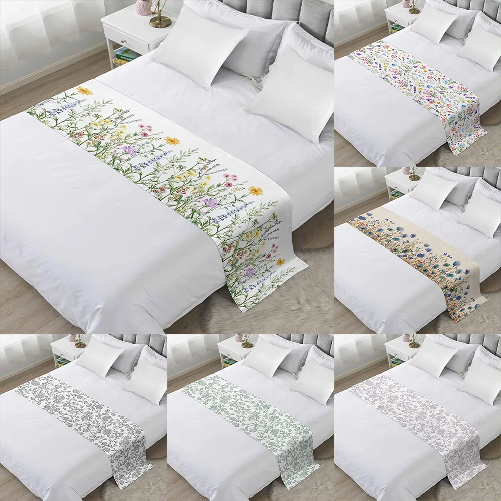 

2D Flat-1pc Wild Floral Bed flag Decor , ,Used in hotels, home furnishing, bedding accessories.