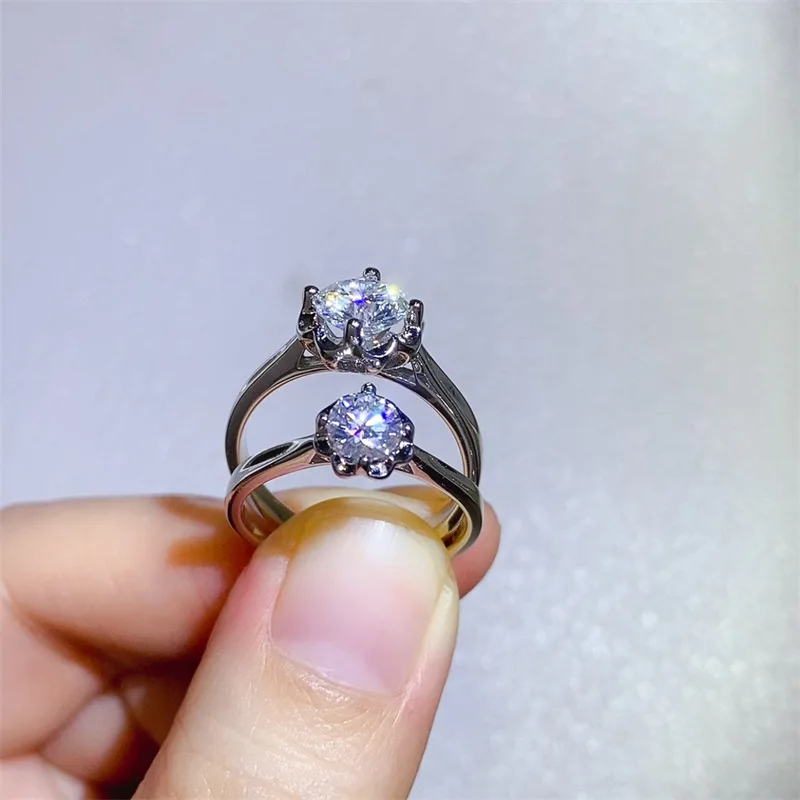 Luxury 18K white Solid Platinum PT950 certifid American 1 carat moissanite ring for women with certificate black card jewelry