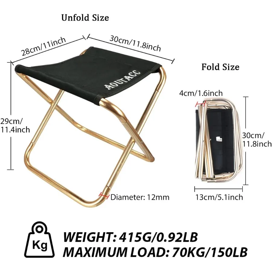 Ultralight Portable Folding Camping Stool for Outdoor Fishing Hiking Backpacking Travelling in Multiple Sizes XL:13x14x15 Large