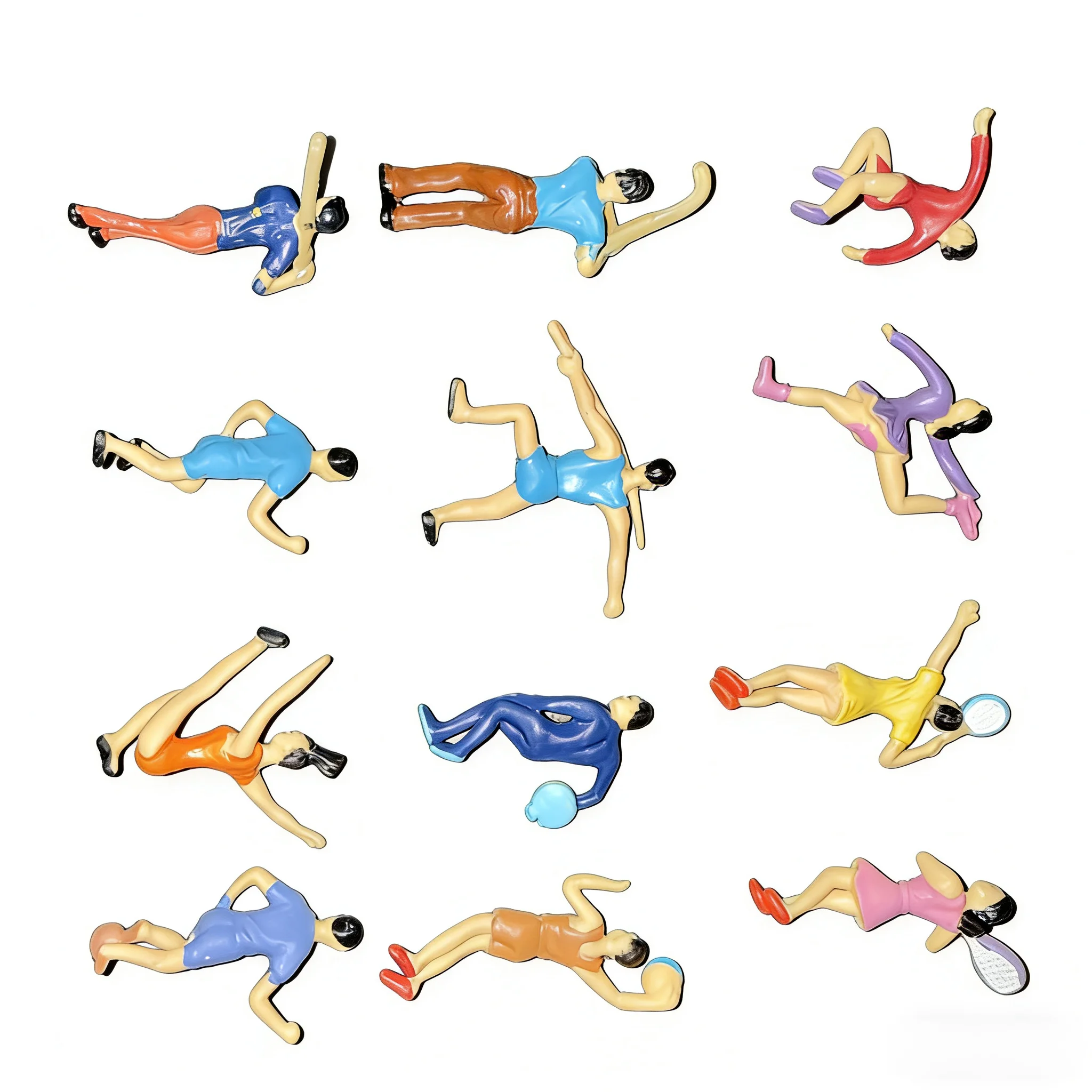 12 Piece Set 1:50 1:75 1:100 Sandbox Models Football Basketball Golf Badminton Dance Table Tennis Sports Figures Toy