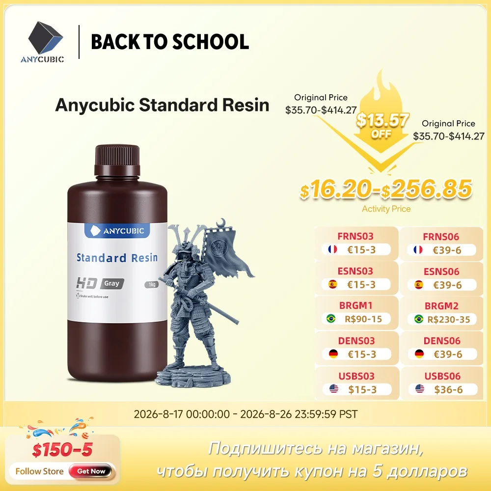 ANYCUBIC Resina UV per stampante 3D Fotopolimero liquido 405nm Resina standard Materiali di stampa stampante 3D per LCD Photon Mono