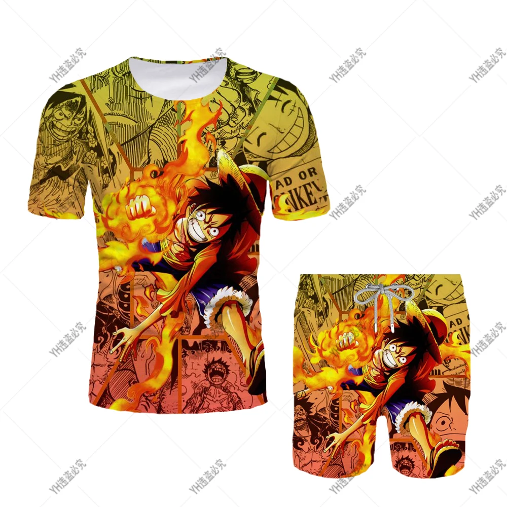 

Anime Boy 3D One Piece T-shirt Fashion Summer Top Shorts Luffy Breathable Character Adult Cosplay Set Gift Children's Clothing