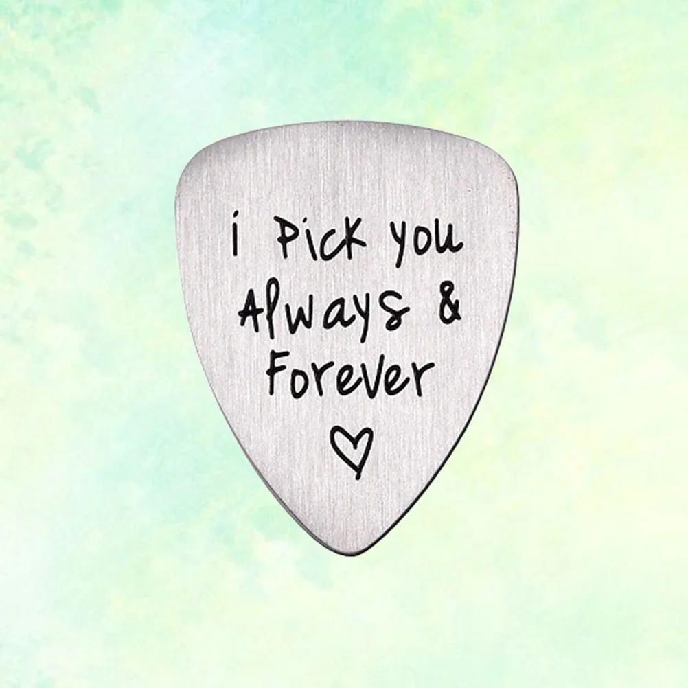 

Titanium Steel Guitar Pick Letter Carved 'I Pick You Always Forever' Musical Instrument Accessory Guitar Bass