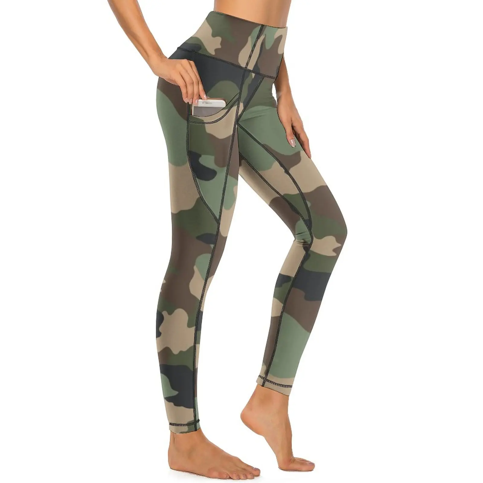 

Woodland Camo Quality Leggings Military Camouflage Push Up Yoga Pants Casual Elastic Leggins Women Gym Sport Legging