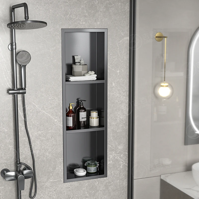 

Stainless steel niche Embedded baffle Internet celebrity Finished cabinet Shelf Shower room Bathroom Metal TV