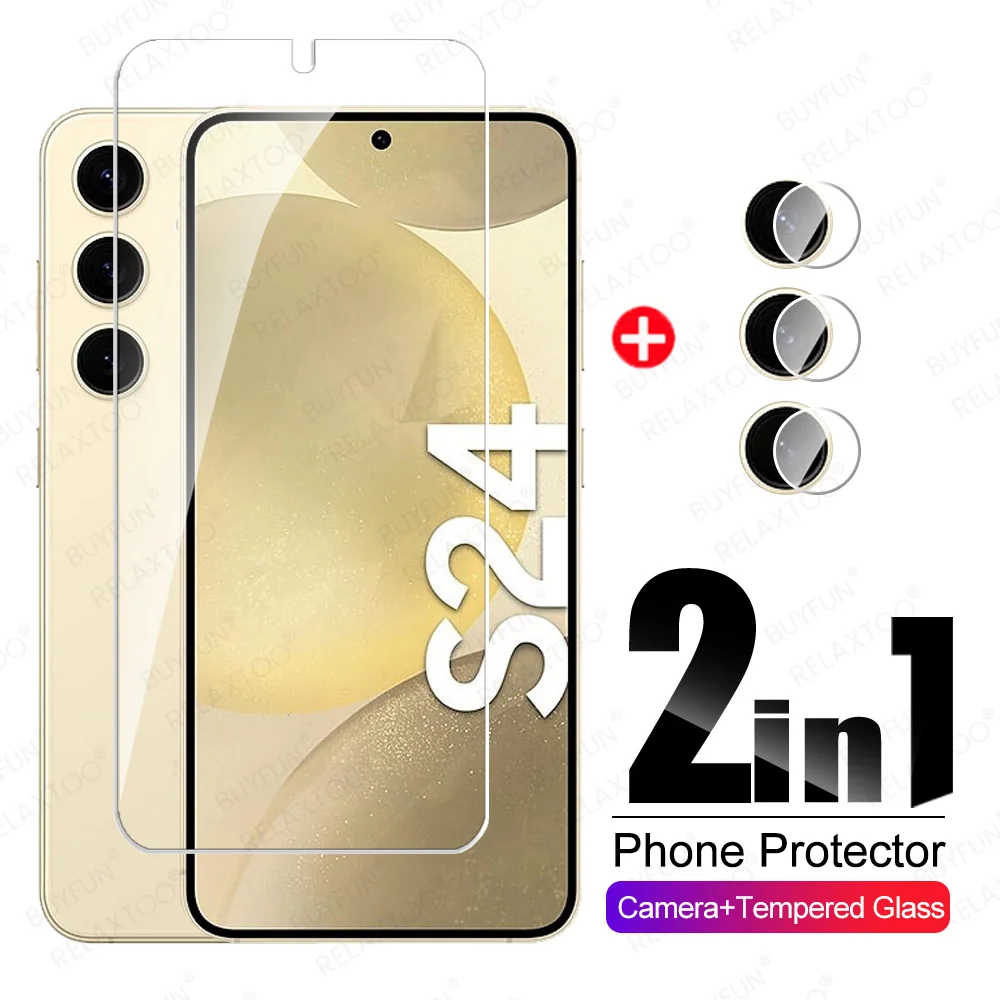 2in1 Protective Glass For Samsung Galaxy S24 5G Camera Tempered Glass SamsungS24 Ultra S24Ultra S 24 Plus Lens Screen Protector