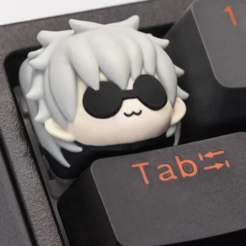 Mifuny Jujutsu Kaisen Keycaps Satoru Gojo Anime Keycap 기계식 키보드 Crush80 용 맞춤형 수제 수지 크로스 축 키 캡