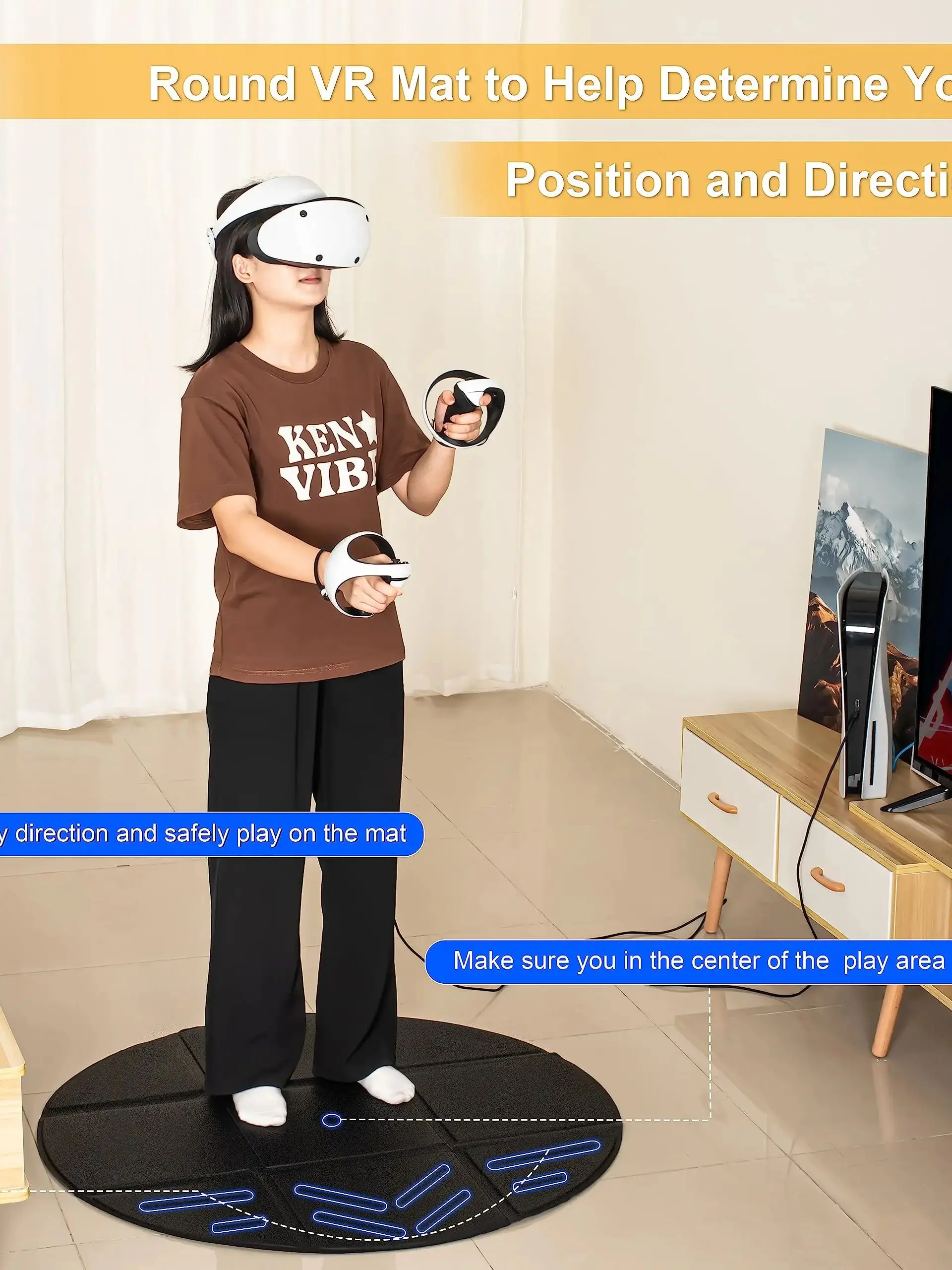 Faltbare VR-Matte für Meta Quest 3S/Quest 3, runde Anti-Ermüdungs-große Matte, rutschfeste und bequeme Bodenmatte, Spielzubehör – Detail 6