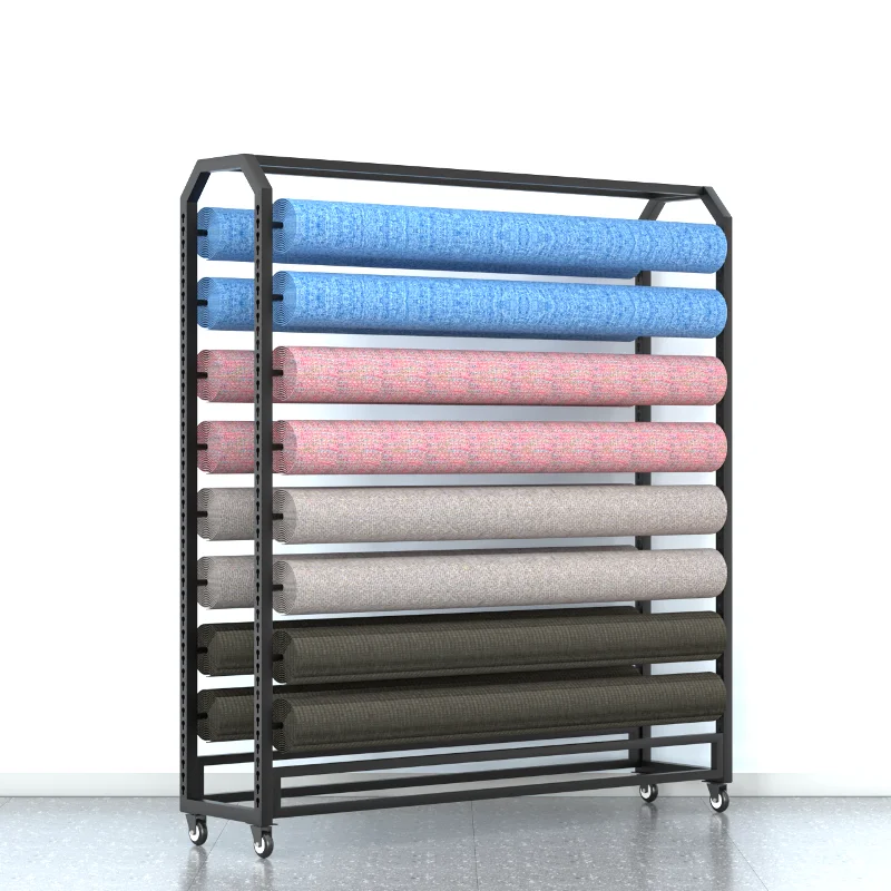 

Fabric display rack with wheels can push textile fabric fabric rack carpet goods display rack