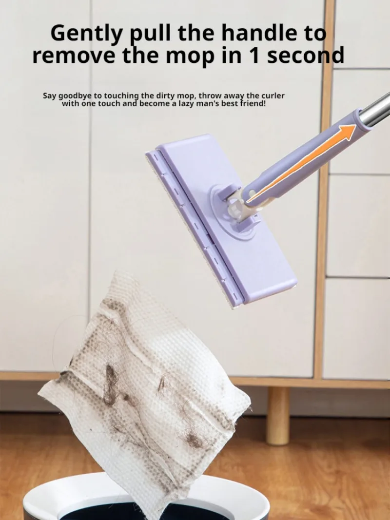 Portable Automatic Cloth Changing Hands-Free Mini Mop 360°Rotating Head Self-absorbing Mop