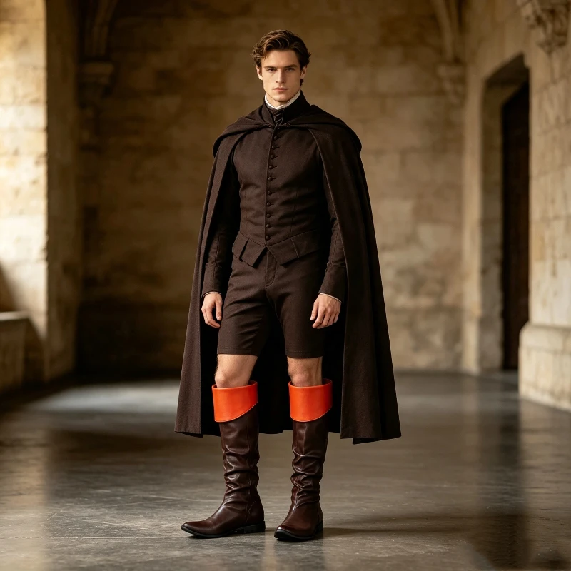 Unisex Medieval Pirate Cosplay Boots Pointed Toe Ruched High PU Leather Tall Boots Contrast Color Renaissance Costume Shoes