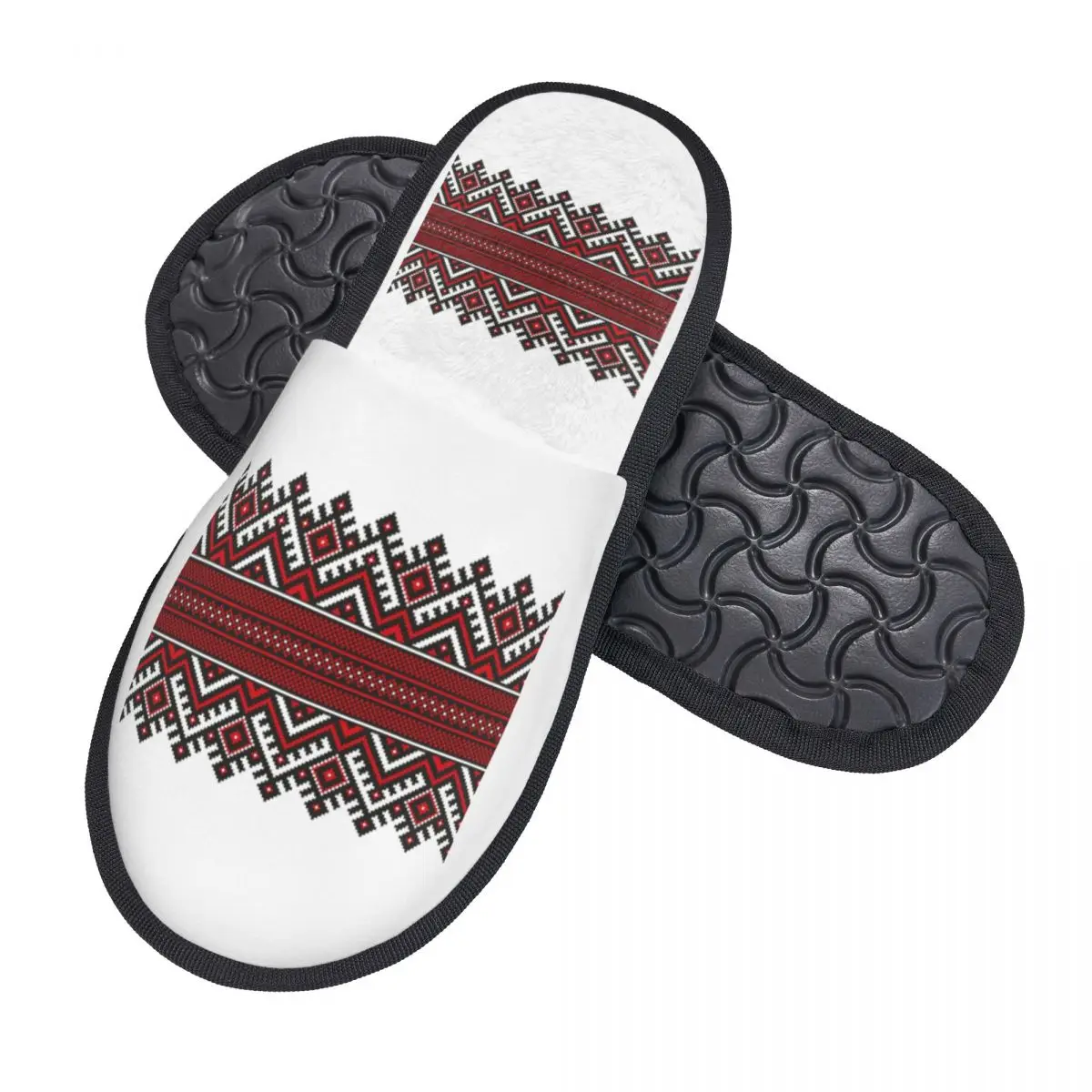 Custom Ukrainian Traditional Embroidery Memory Foam Slippers Women Soft Warm Vyshyvanka House Slippers