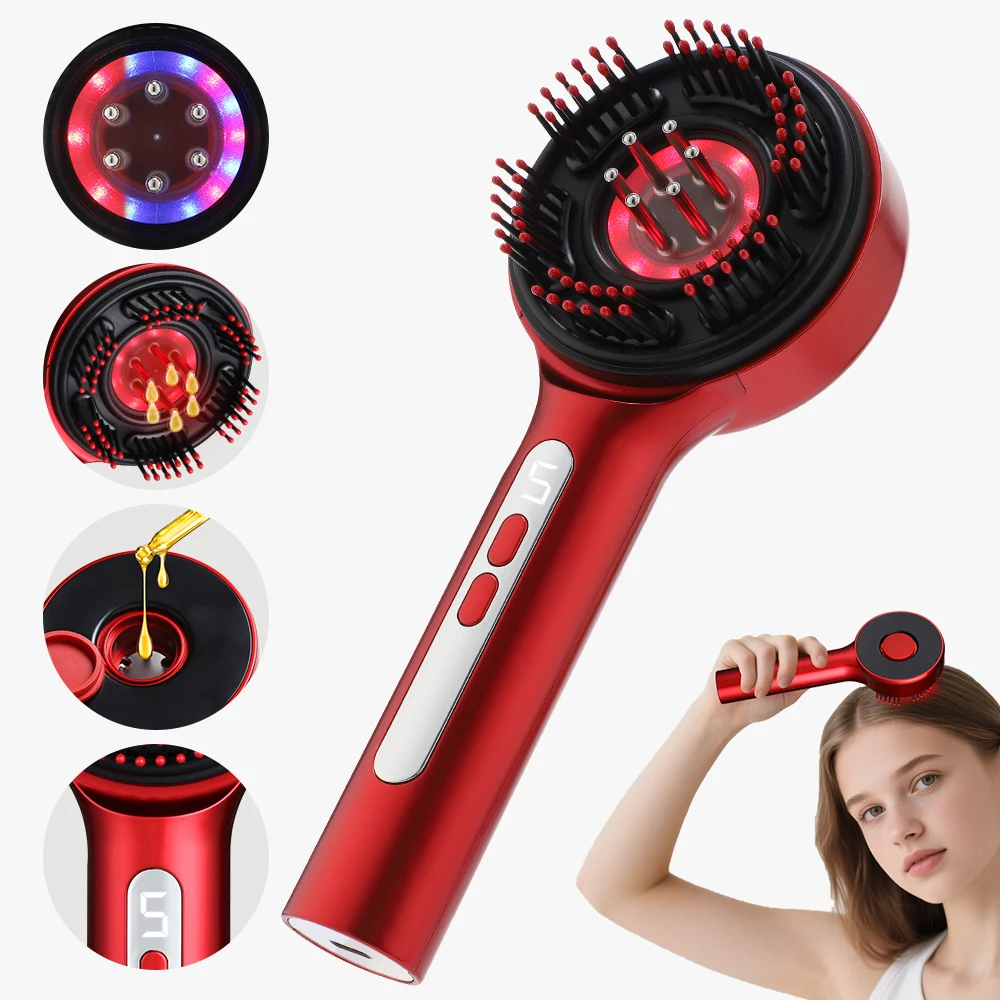 

Scalp Applicator LED Display Head Massager Red Light Therapy Hair Massage Comb Hair Regrowth Oil Liquid Applicator Scalp Massage