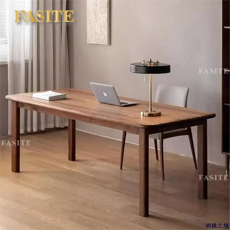 For Modern Simple Black Walnut Dining Table Desk Workbench Log Tea Table Cherry Wood All Solid Wood Study Desk