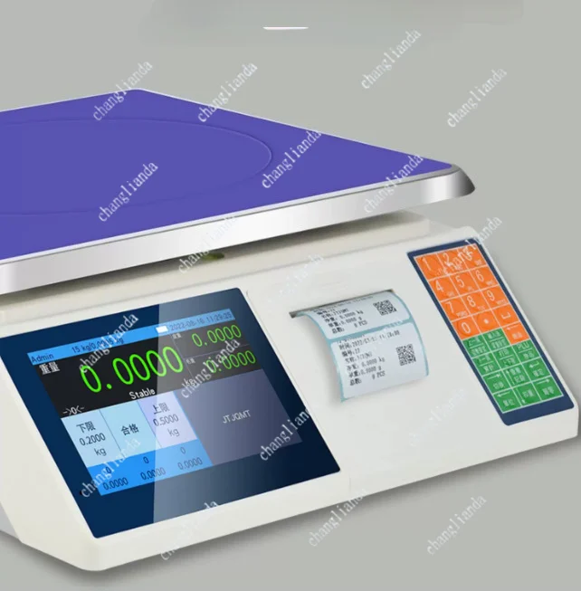 Electronic scale with printed label High-precision industrial weighing and counting Data storage Self-adhesive barcode scale