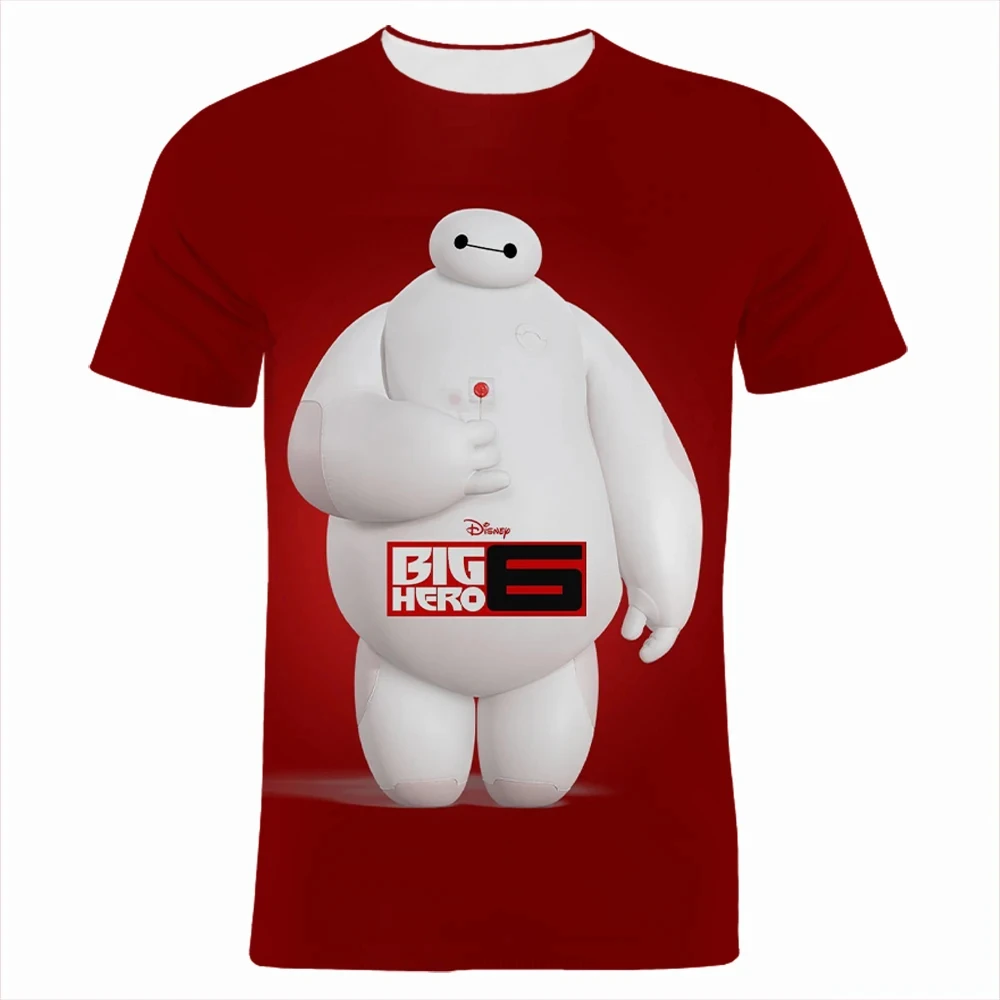 Big Hero 6 Boys Girls T-Shirt Baymax Men's T-Shirt 3D Printing Hiro Short Sleeve Disney Men's T-Shirt Oversized Men's Clothing