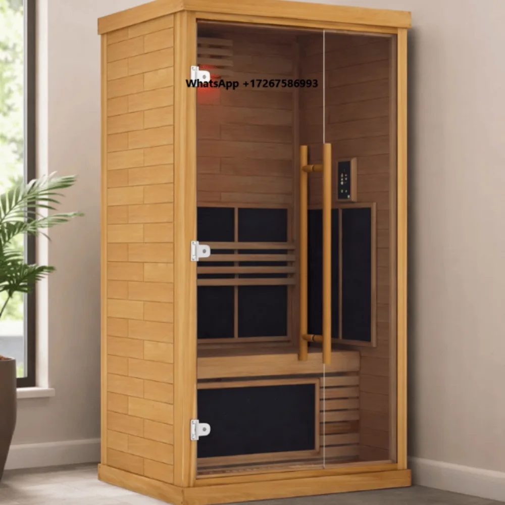 Modern Solid Wood Infrared Sauna Room Touch Control System Easy Operation 1-2 People 1 Year Warranty Indoor Use OEM Brand