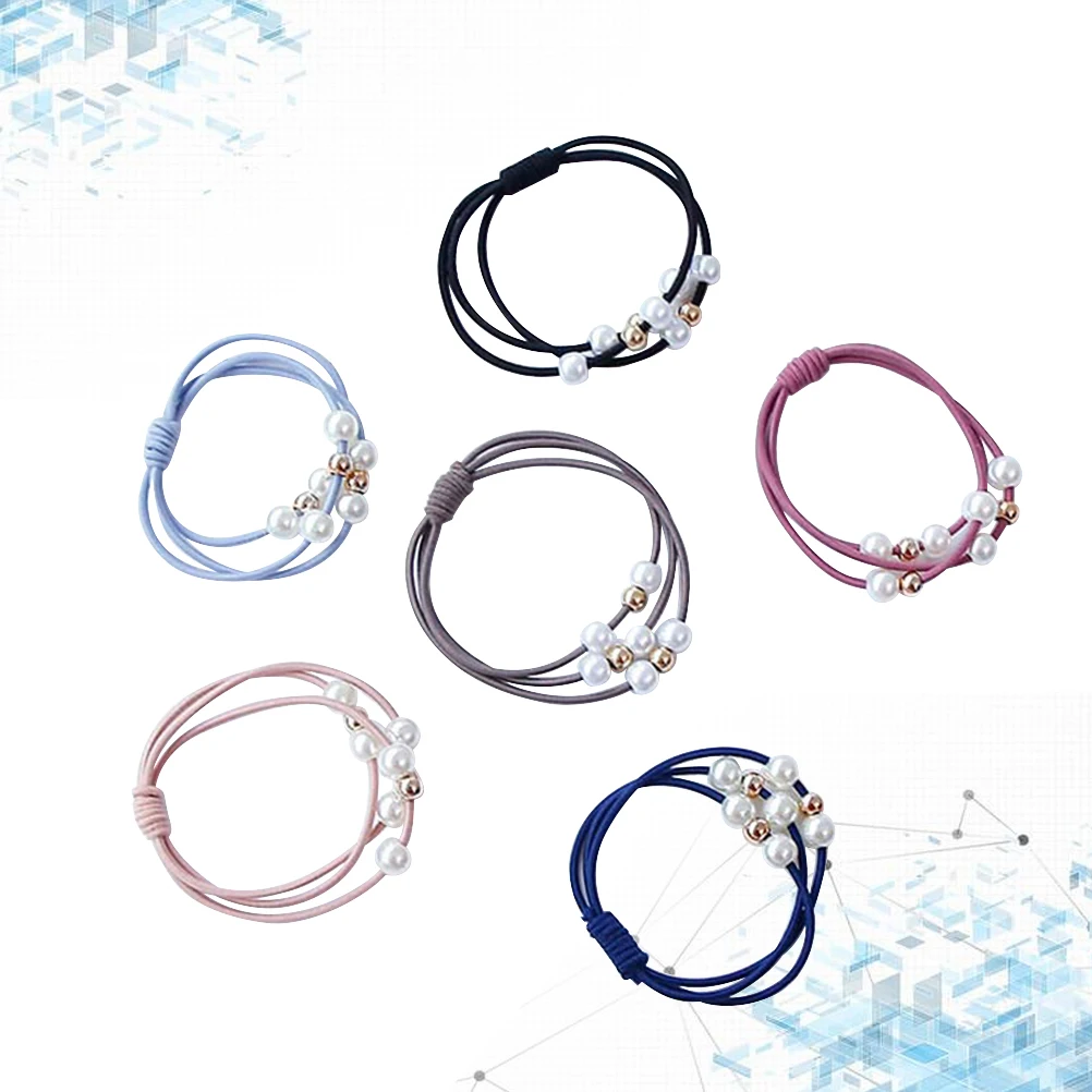 

18 Pcs Pearl Hair Tie Bands Kids Rope Elastic Fashion Ponytail Holder Knotted Ropes