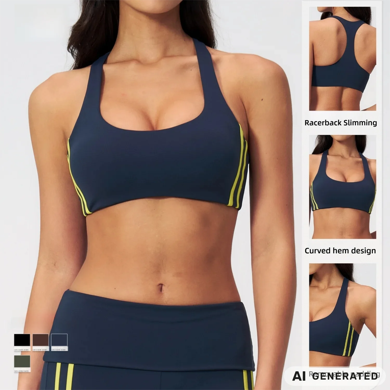 Womens Nude Sensation Halter Neck Sports Bra High Elastic Naked Feel Shockproof Racerback Fitness Yoga Gym Activewear Top