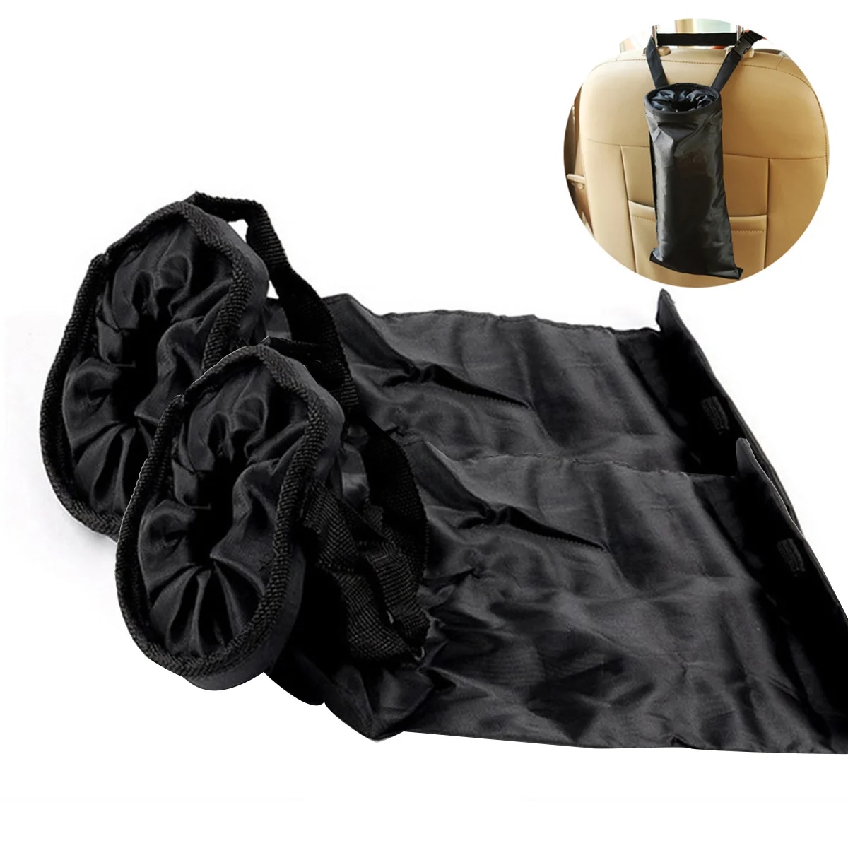 

2 Pcs Back Seat Trash Litter Bags Refuse Sacks Garbage Washable Organizer