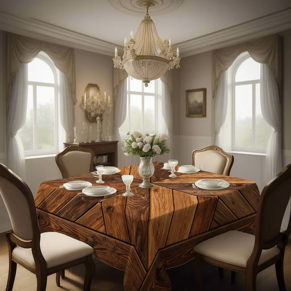 One square tablecloth with wood grain pattern, suitable for festive gatherings and daily diningxzj