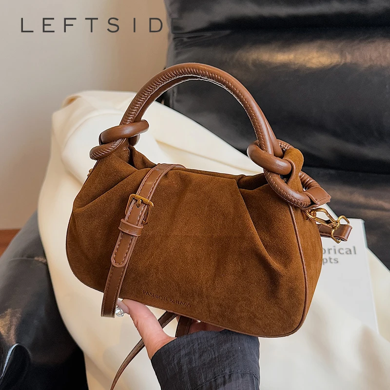 

LEFTSIDE Small Design Simple Crossbody Bags for Women 2025 Winter New Luxury Brand Shoulder Bag Females Handbags and Purses