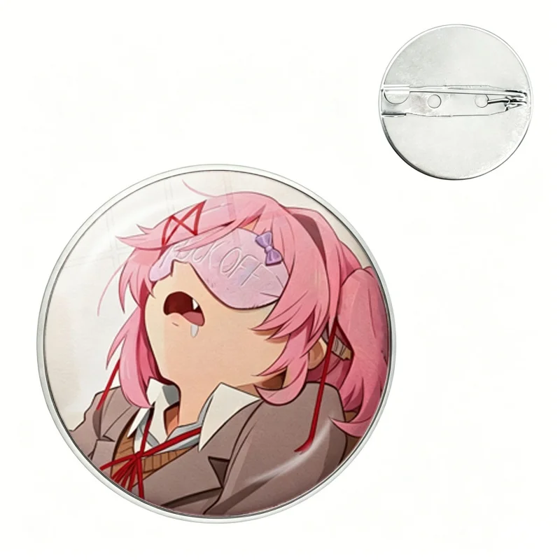 Cartoon Character Natsuki 25mm Anime Glass Dome Badges Brooches DIY Pins Decorations Birthday Valentine Gifts