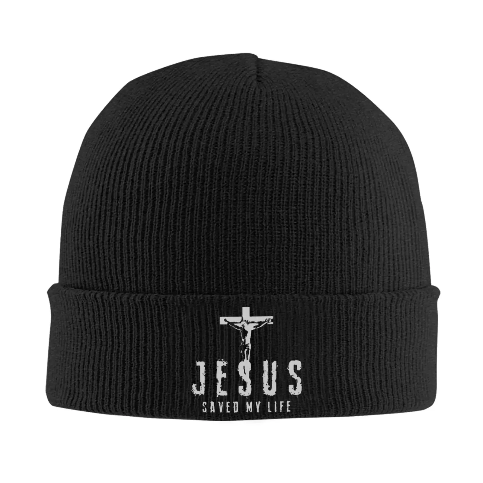 Christian Jesus Saved My Life Cross Knit Beanie Stays Soft Warm and Cozy To Boost Your Stylish Winter Looks Daily Winter Outings