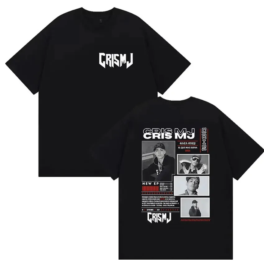 Camiseta Gráfica do Álbum 2026 Rapper Cris MJ, Moda Retro para Homens e Mulheres, Camisetas de Algodão de Manga Curta, Camiseta Gótica Hip Hop