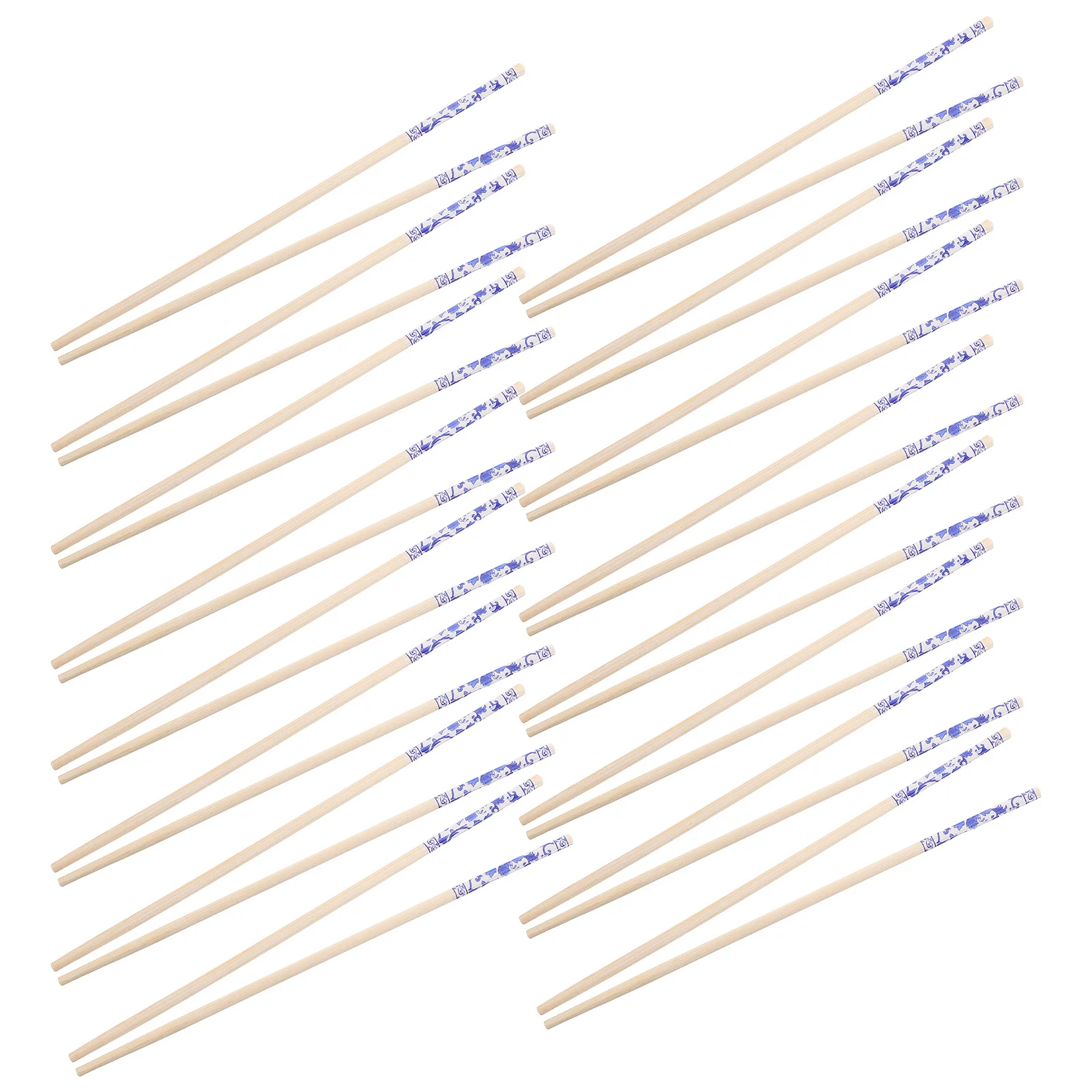 

100pcs Disposable Chinese Bamboo Chopsticks Blue White Porcelain Design For Sushi Noodles Takeout Picnic Asian Food Dining