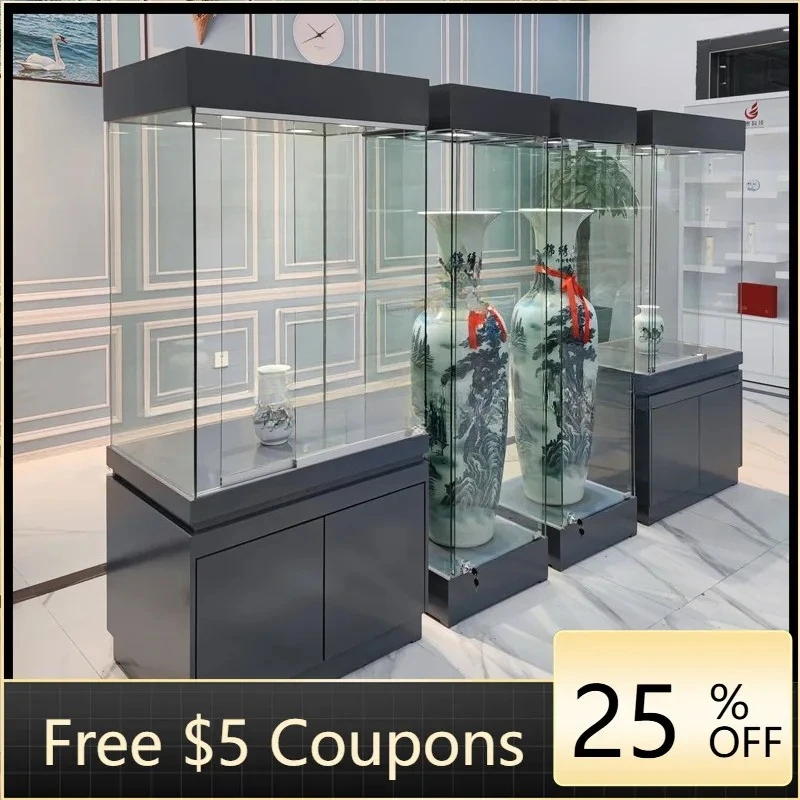 D26 Museum Glass Display Cabinet Paint Exhibition Cabinet Statue Cultural Relics Solid Wood Display Cabinet