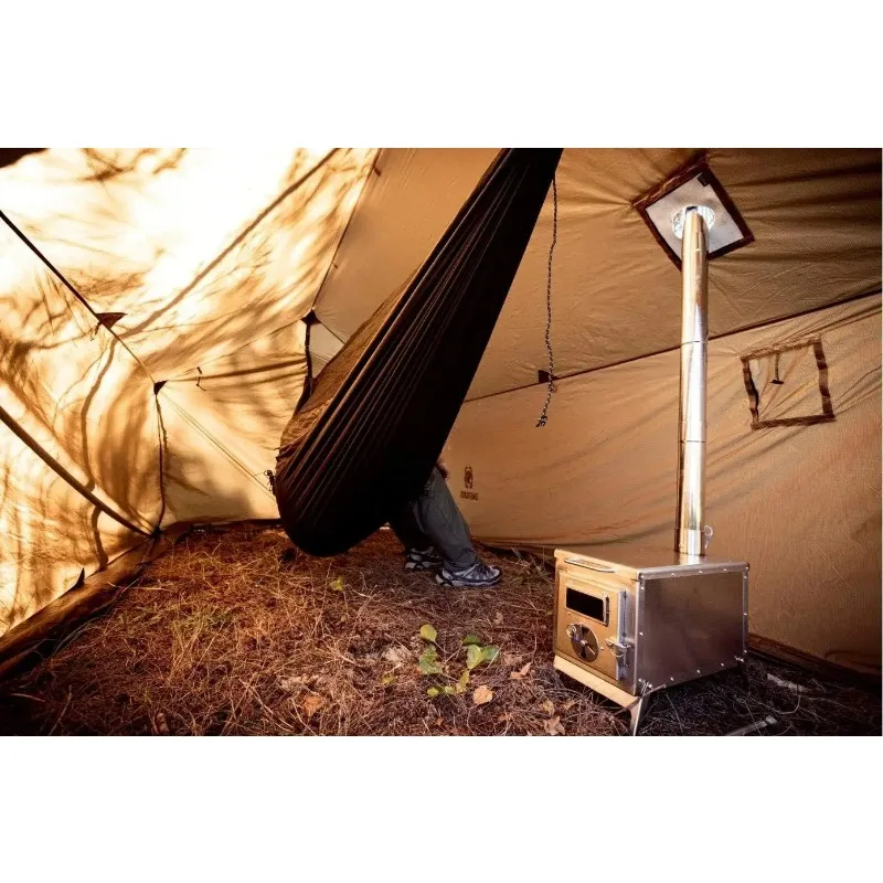 Tent Stove, Portable Wood Burning Stove for Winter Camping Hunting and Outdoor Cooking, Pipes Included.