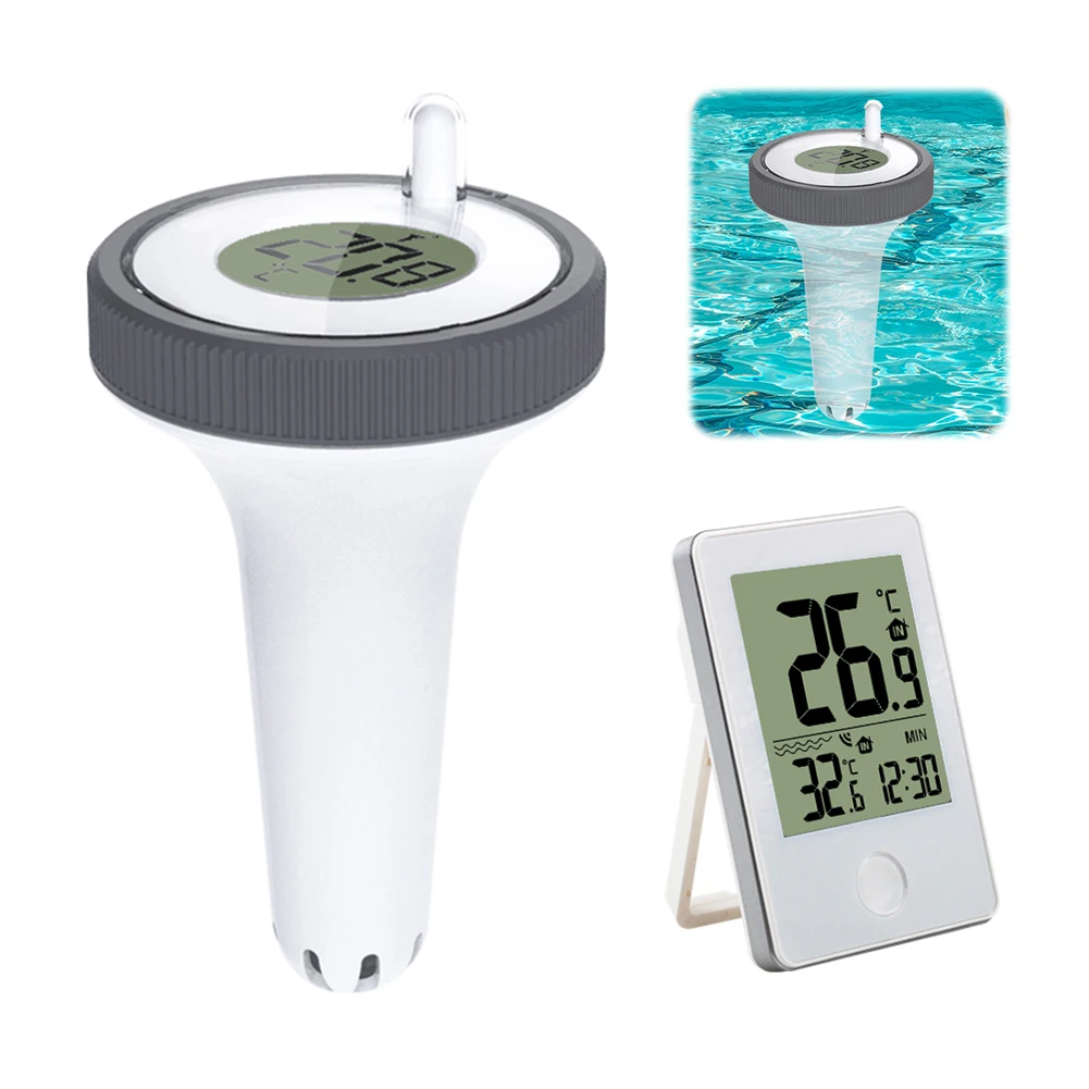 Floating Water Thermometer with Indoor Temperature Humidity Monitor Pool Water Thermometer Waterproof for Fishing Pond Aquariums