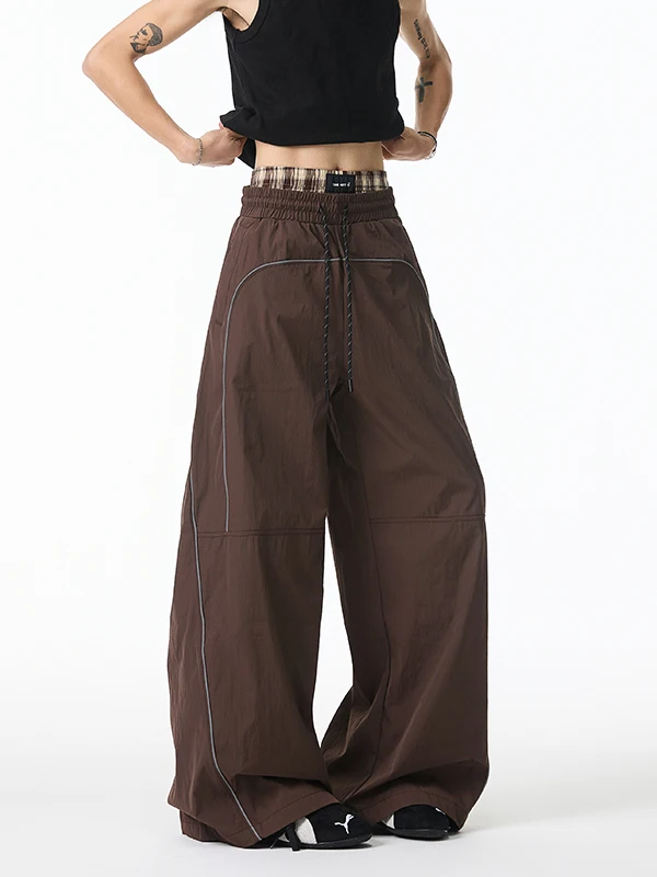 

Мужские складные рабочие брюки из нейлона, водонепроницаемые, быстросохнущие, с высокой талией, узкие, широкие штанины, длинные, летние, повседневные, прямые брюки