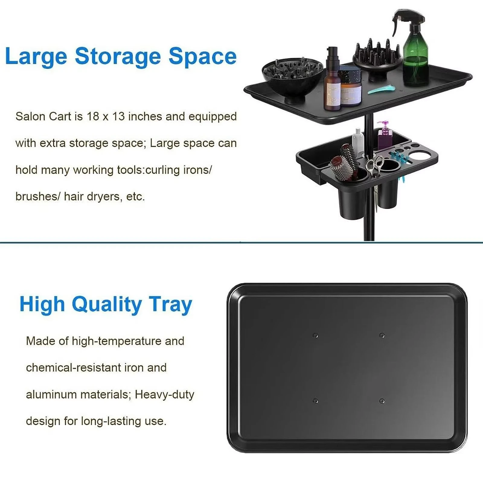 

Стабильный салонный тележка на колесиках, держатель для фена, лоток для парикмахерских инструментов для парикмахера, домашняя тележка для инструментов для наращивания волос