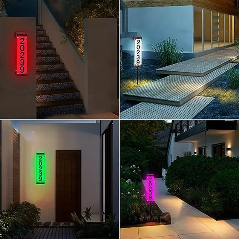 A33Z-1Set Outdoor Solar House Number Plate Plug-In Door Plate Light Wall Lamp House Number Light