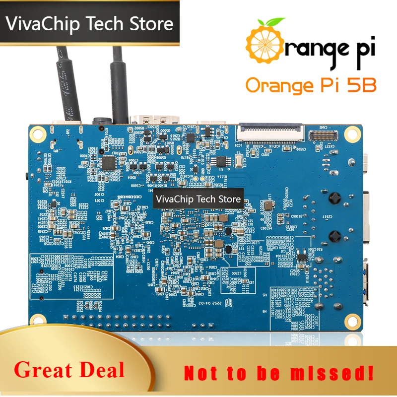 VivaChip TechOrange Pi 5B 16GB RAM+128GB EMMC Mini PC DDR4 Rockchip RK3588S WIFI Bluetooth BLE 8K Video SBC Orange Pi 5 B Develo