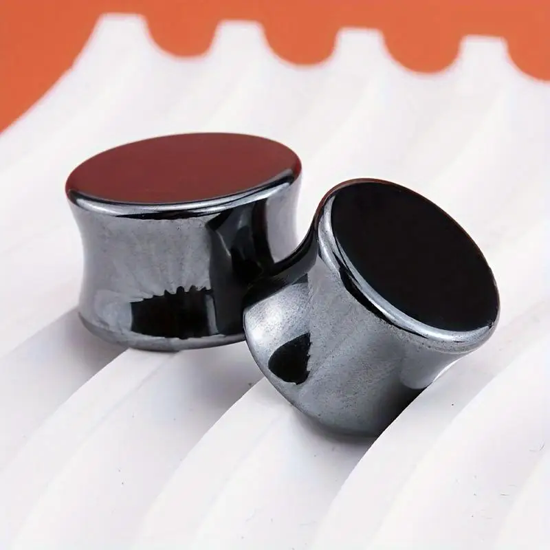1Pair Natural Iron-Look Stone For Women Men Double Flared Plug Ear Tunnel Gauge Ear Expander Stretcher Piercing Jewelry 6-16mm