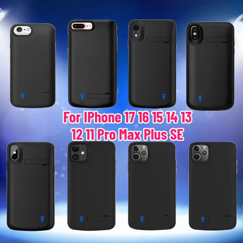 

5000mAh/6000mAh External Battery Charger Case for IPhone 17 16 15 14 13 12 11 Pro Max Plus SE Power Bank Charger Case Cover